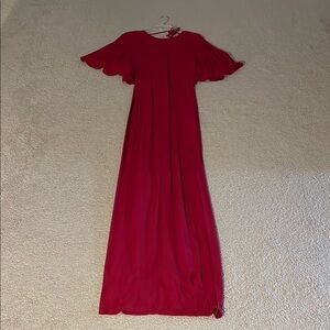 Reformation Red Flutter Sleeve Maxi Dress